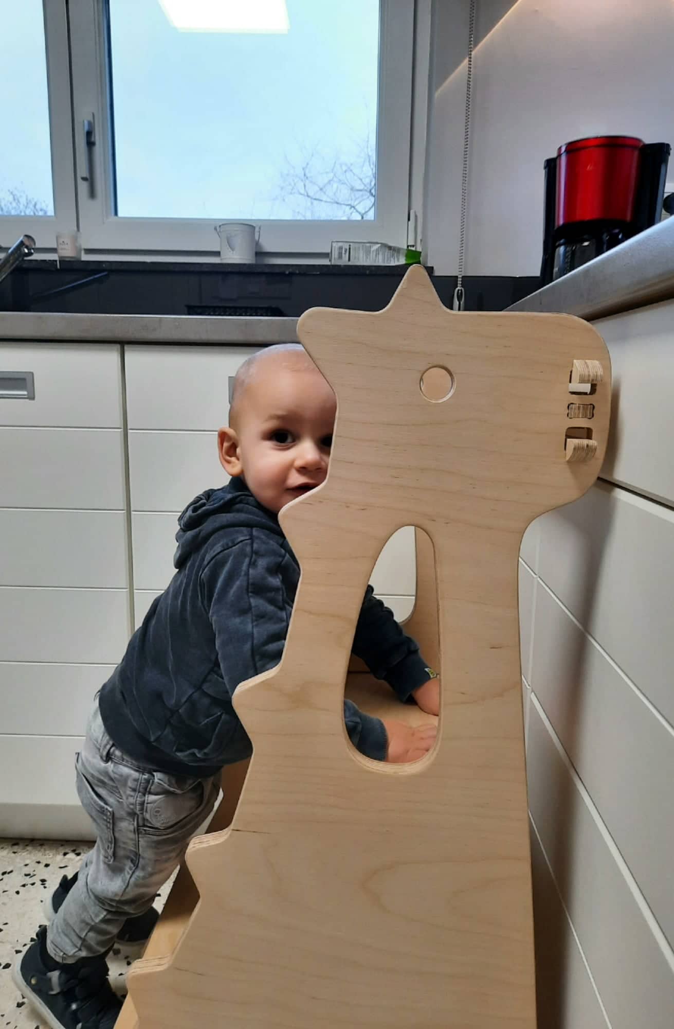 Tour d'observation Enfant : Girafe Montessori Bois