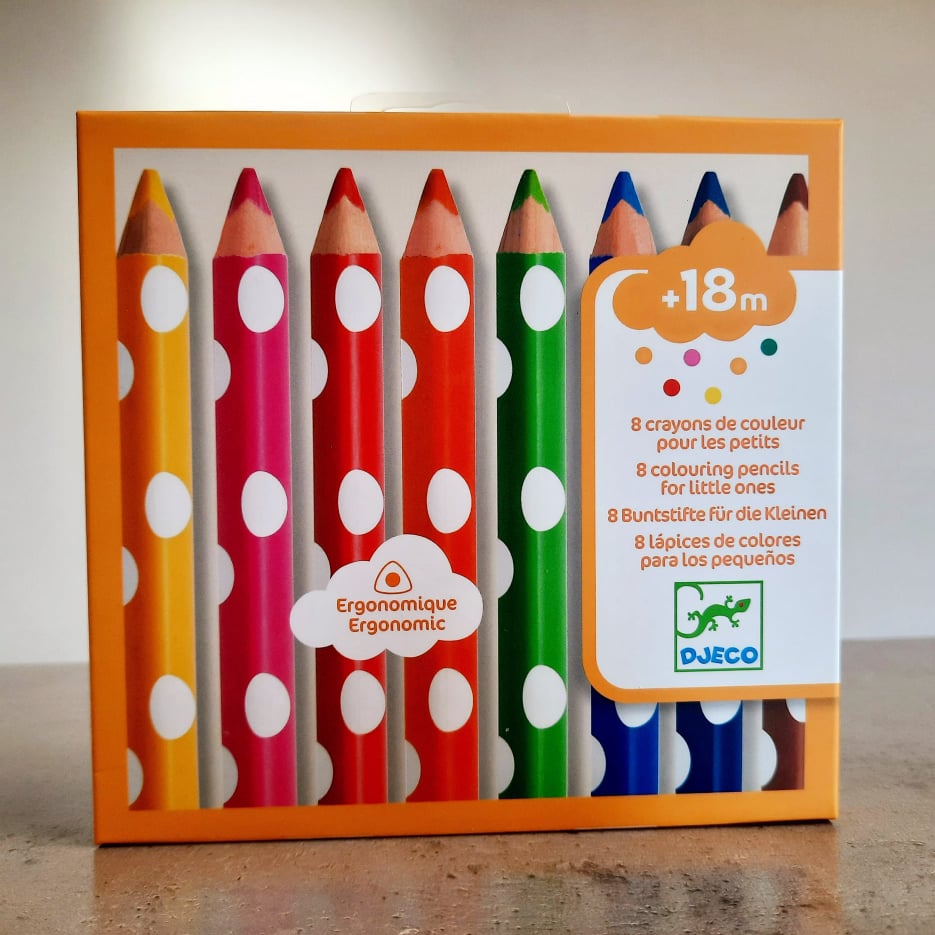 8 gros crayons de couleurs bébé 18 mois et +