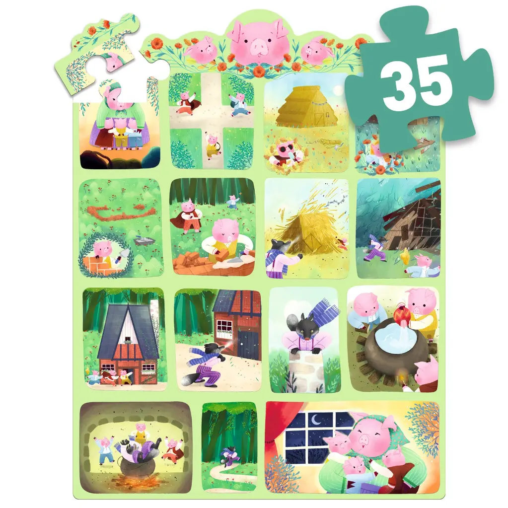 Puzzle Story 35 pièces - Les Trois Petits Cochons / Djeco – Image 2