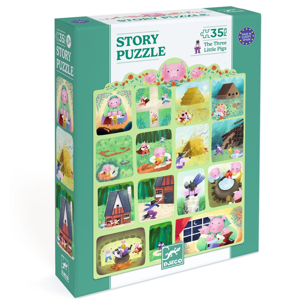 Puzzle Story 35 pièces - Les Trois Petits Cochons / Djeco