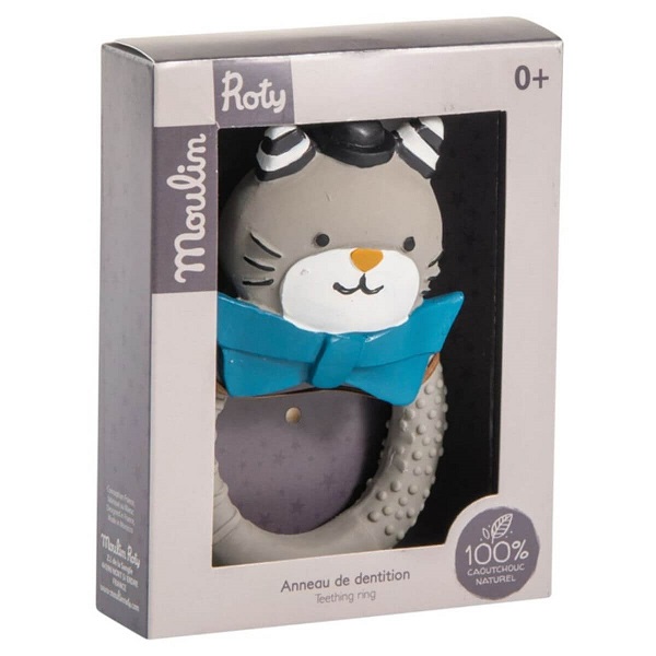 Anneau de dentition chat gris - Les Moustaches / Moulin Roty