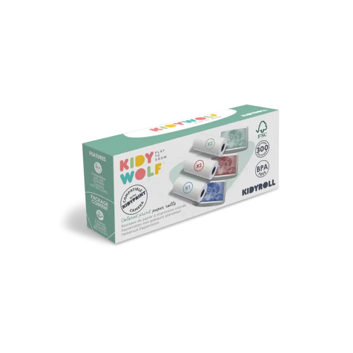 Rouleaux de papier thermique à impression colorée Kidyroll / Kidywolf