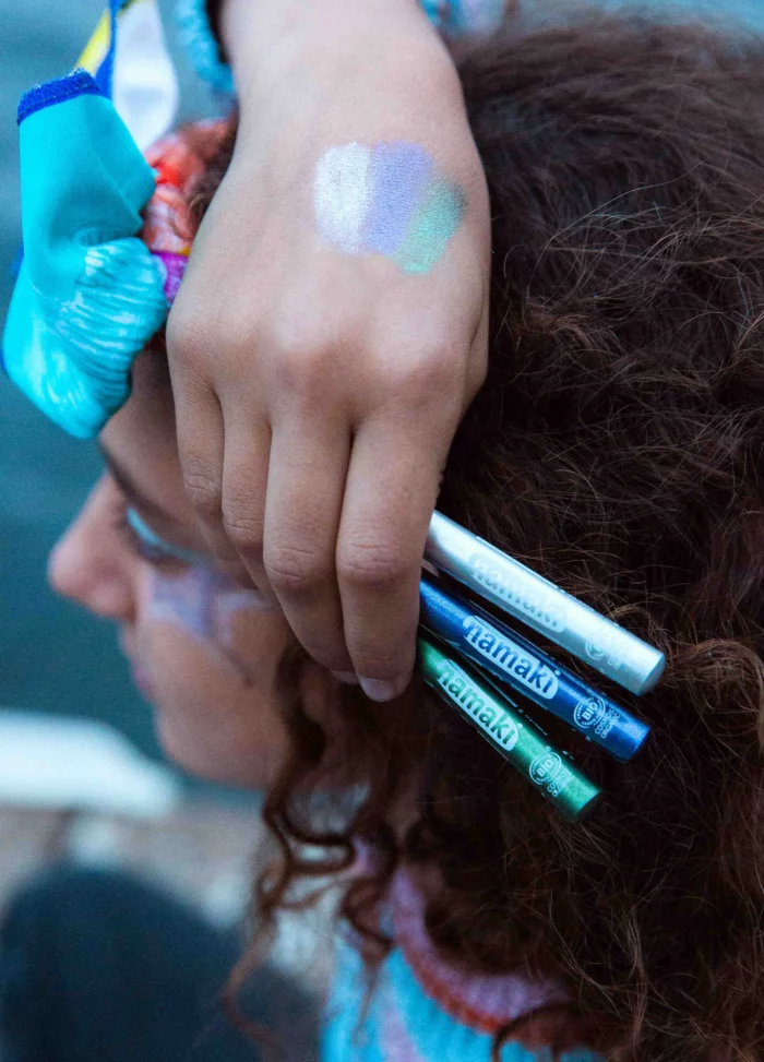 Crayons de maquillage pailletés Jumbo • Violet-Argent-Vert / Namaki