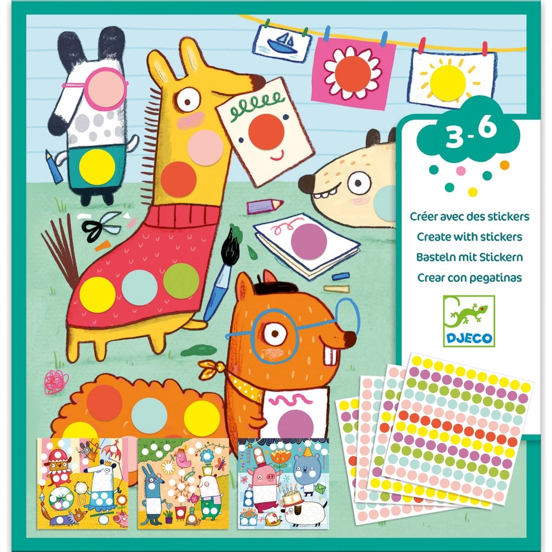 Avec des gommettes rondes - Créer avec des stickers / Djeco