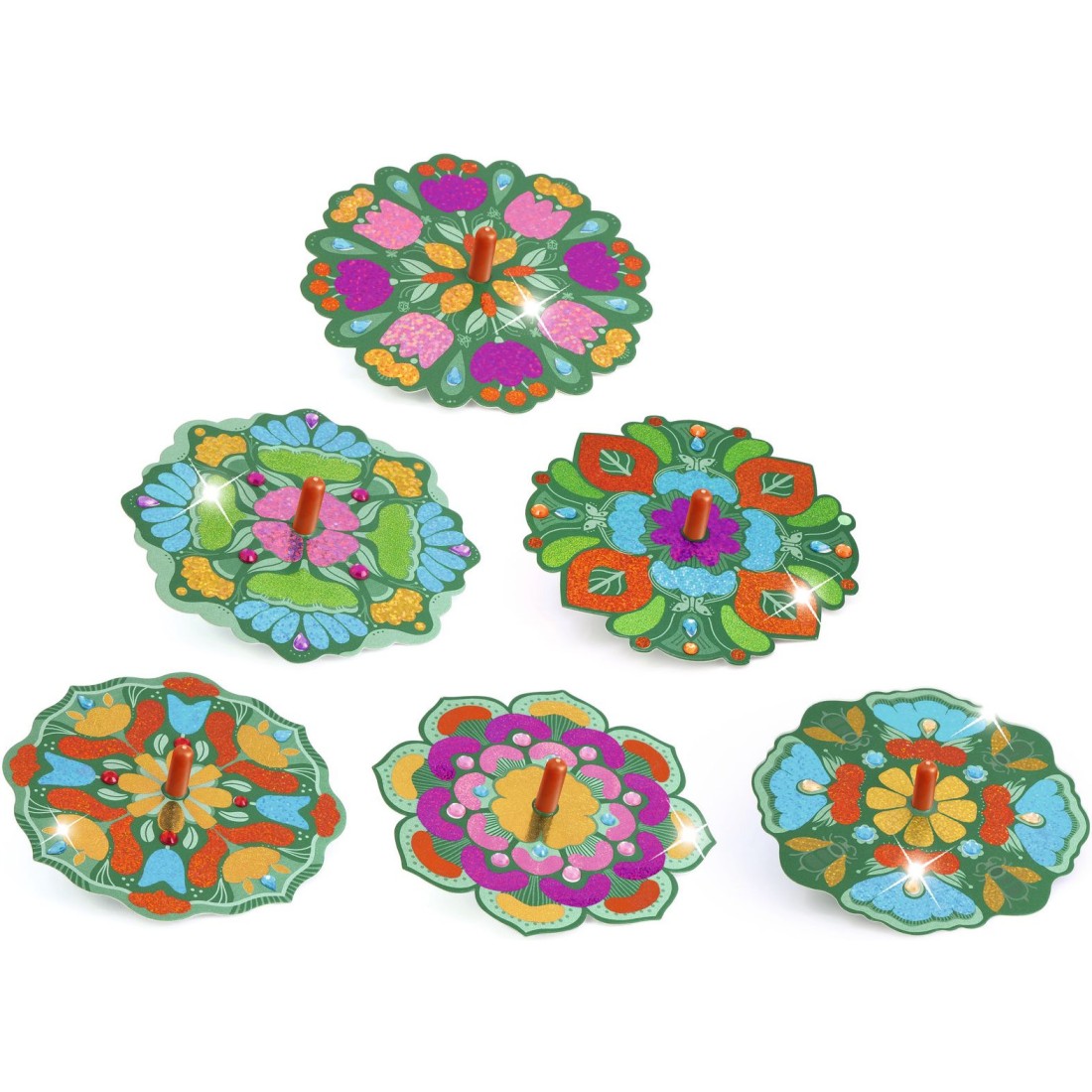 Flower Power - 2 toupies et 12 disques à métalliser / Djeco – Image 4
