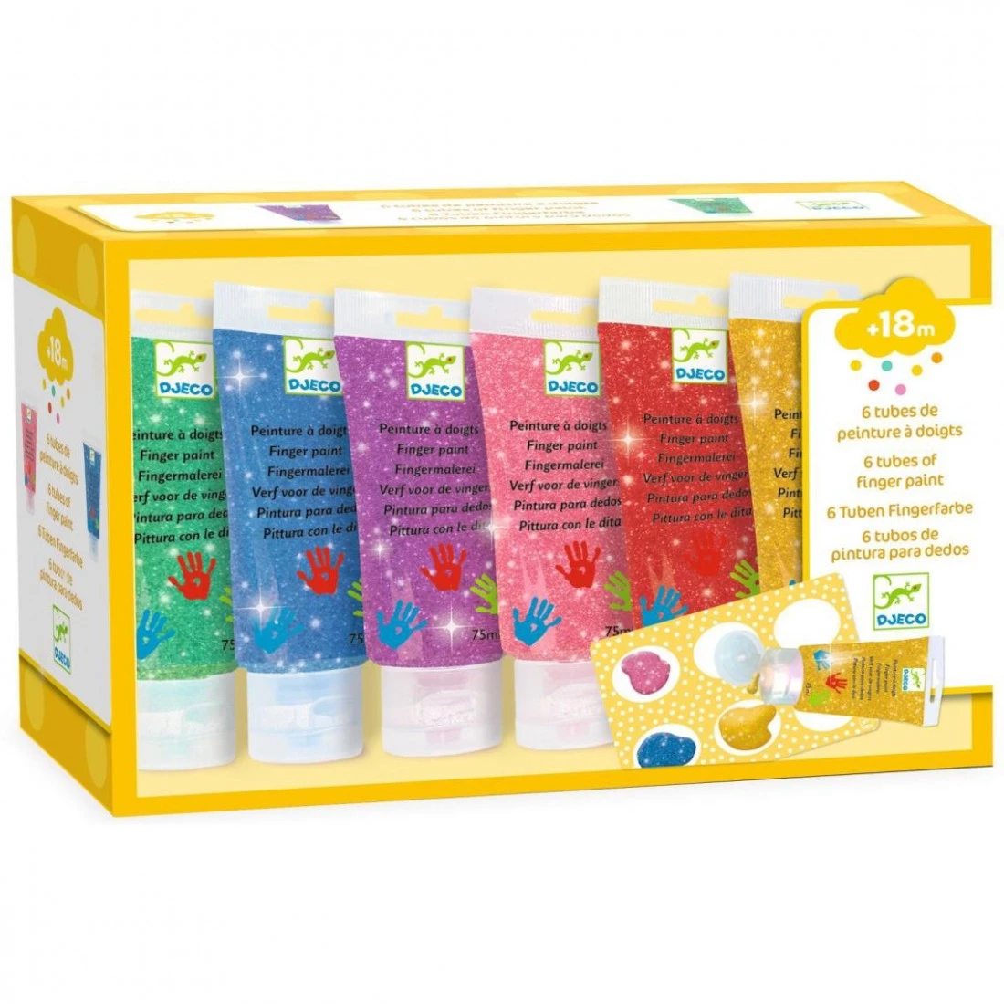 6 tubes de peinture à doigts - Paillettes / Djeco