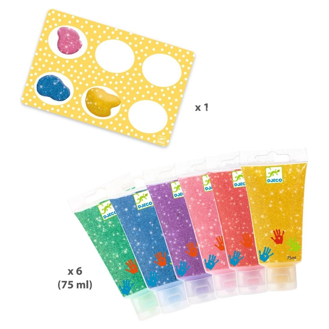 6 tubes de peinture à doigts - Paillettes / Djeco – Image 2