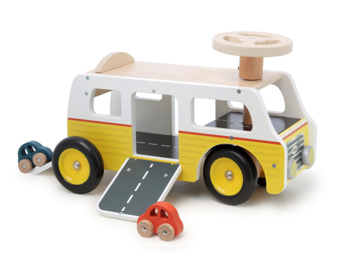 Porteur Van-garage en bois avec rampes et voitures / Vilac