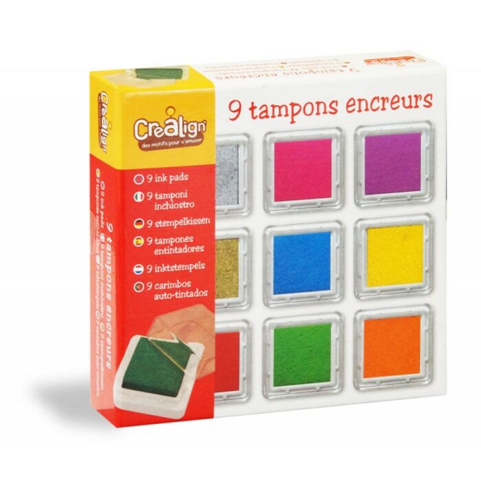 Pack 9 Encreurs Carrés avec boite de rangement / Crealign'