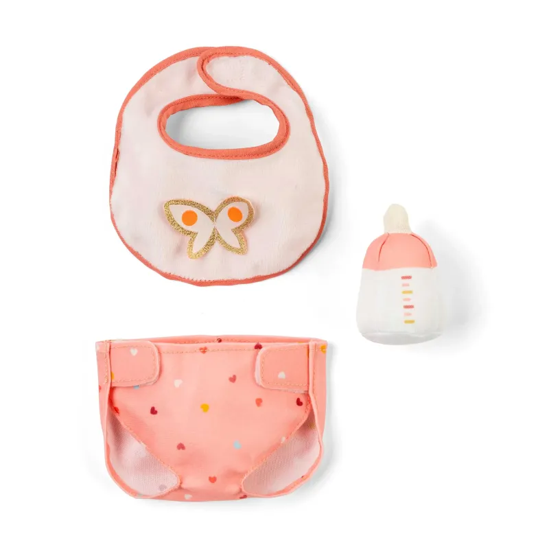 Set 3 accessoires roses pour poupons 30 ou 36 cm / Lilliptutiens