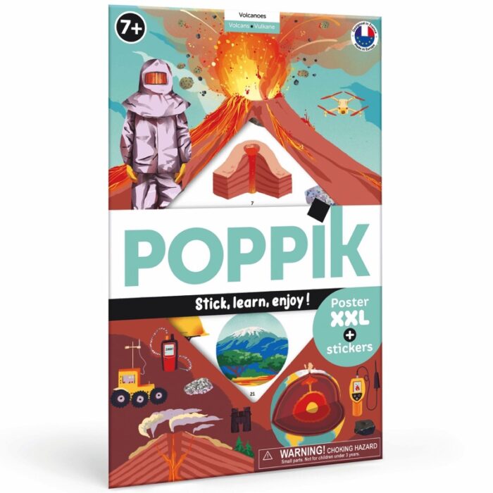 Poster pédagogique + 51 stickers - LES VOLCANS / Poppik