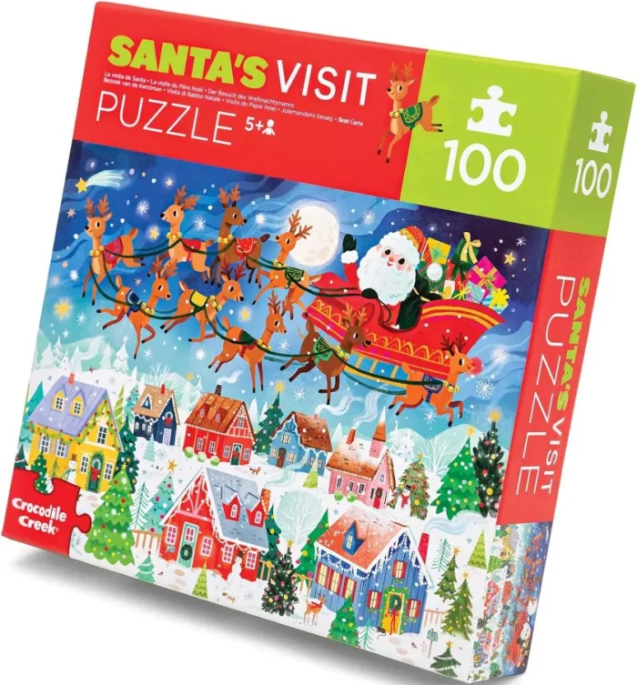 Puzzle de 100 pièces  La visite du Père Noël / Crocodile Creek